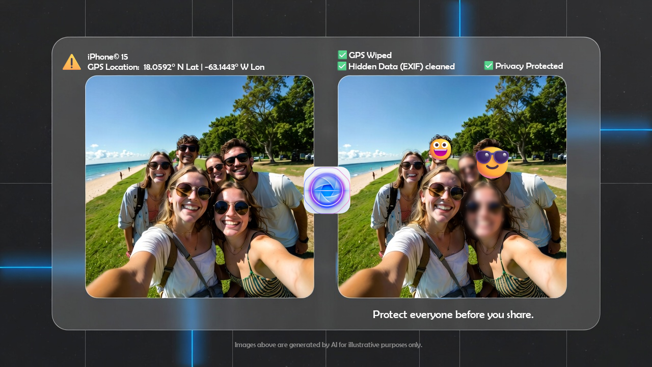 KlynPix - Local-first utility to wipe EXIF data and blur faces before sharing